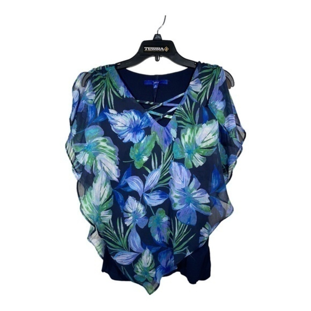 Apt 9 Womens Chiffon Floral Blouse Sleeveless Lined Tropical Vacation Size M